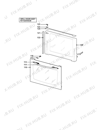 Взрыв-схема плиты (духовки) Electrolux EDB876BUL - Схема узла H10 Grill door assy